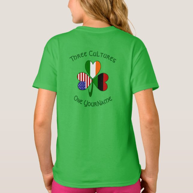 African American Irish Shamrock Flag Personalised  T-Shirt (Back)