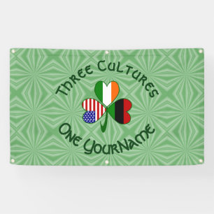 African American Irish USA Flags Shamrock Personal Banner