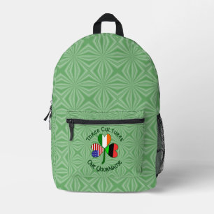 African American Irish USA Flags Shamrock Personal Printed Backpack
