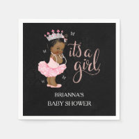 African American It's a Girl Baby Shower Napkin