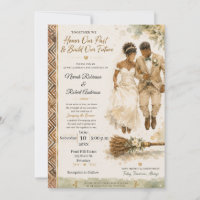 African American Jumping the Broom Watercolor 