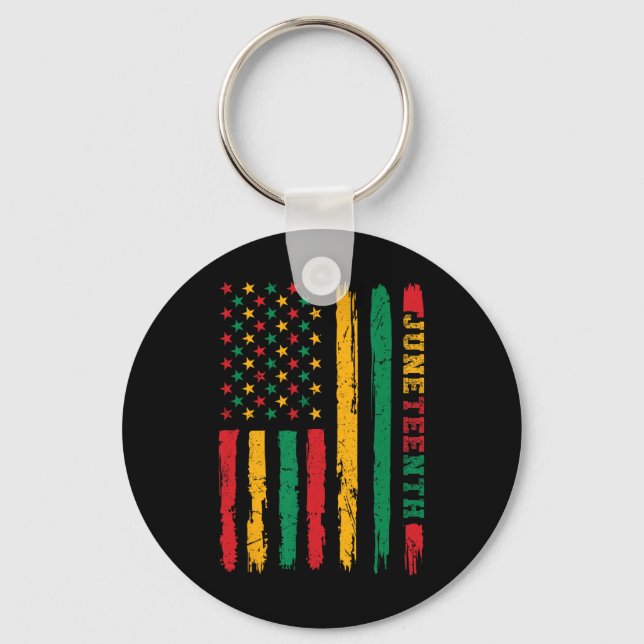 African American Juneteenth Flag 1865 Freedom Day  Key Ring (Front)