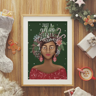 African American Just A Girl Who Love Christmas  Poster