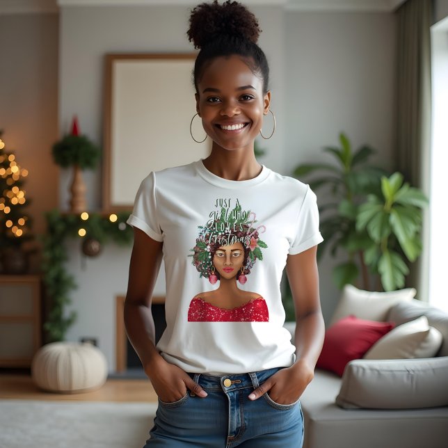 African American Just A Girl Who Love Christmas Tri-Blend Shirt (African American Just A Girl Who Love Christmas Tri-Blend Shirt)
