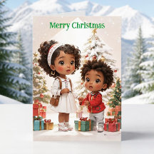 African American Kids Merry Christmas