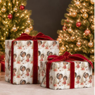 African American Kids Merry Christmas Wrapping Paper
