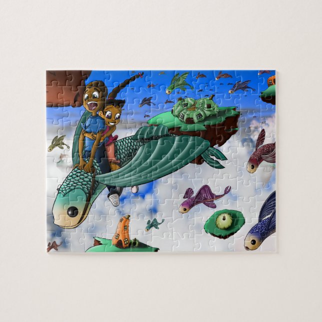 African American Kids on Flying Fish Jigsaw Puzzle (Horizontal)