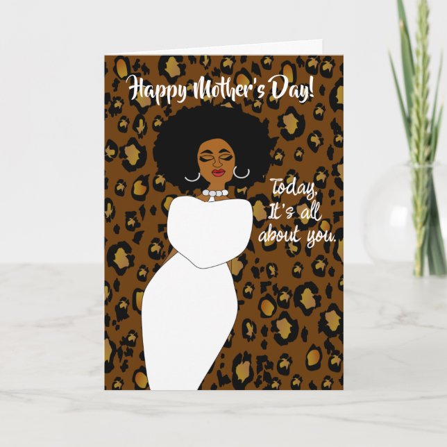 African American Lady Leopard Mother's Day Card (Front)