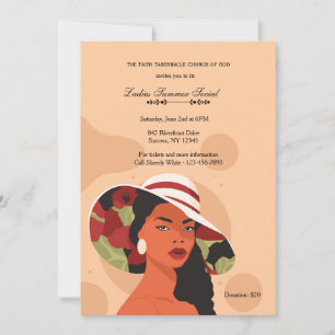 African American Lady with Hat Invitation
