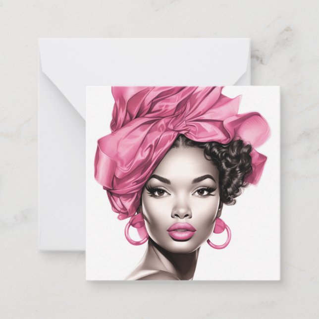 African American Lady with Pink Highlights Card (Front)