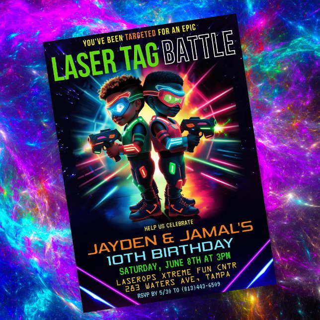 African American Laser Tag Birthday Invitation (Creator Uploaded)