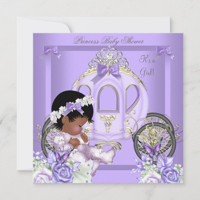 African American Lavender Baby Shower Girl 5 Invitation (Front)