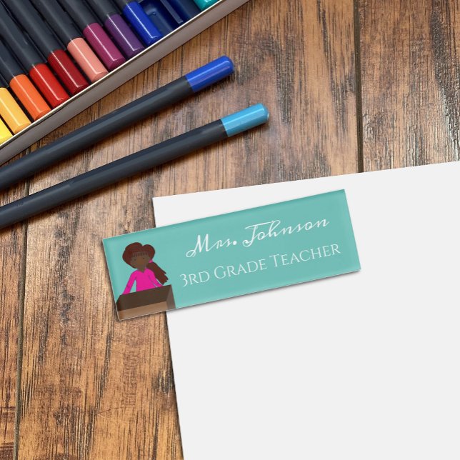 African American Light Teal Name Tag (Creator Uploaded)