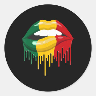 African American Lips Women Girls  Classic Round Sticker