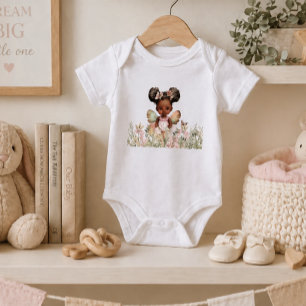 African American Little Girl Fairy  Baby Bodysuit