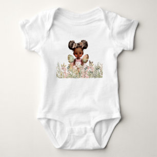 African American Little Girl Fairy  Baby Bodysuit