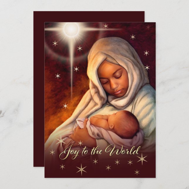 African American Madonna Flat Christmas Cards (Front/Back)