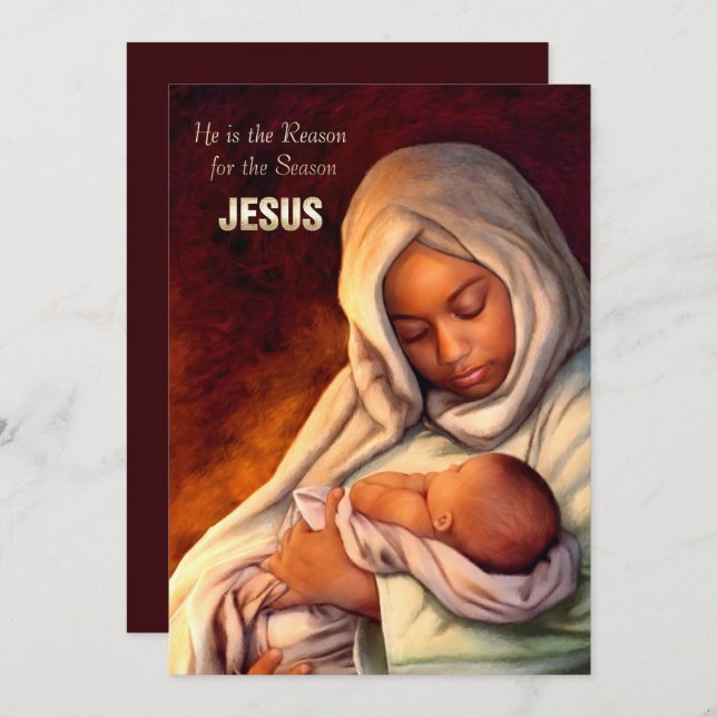 African American Madonna Flat Christmas Cards (Front/Back)