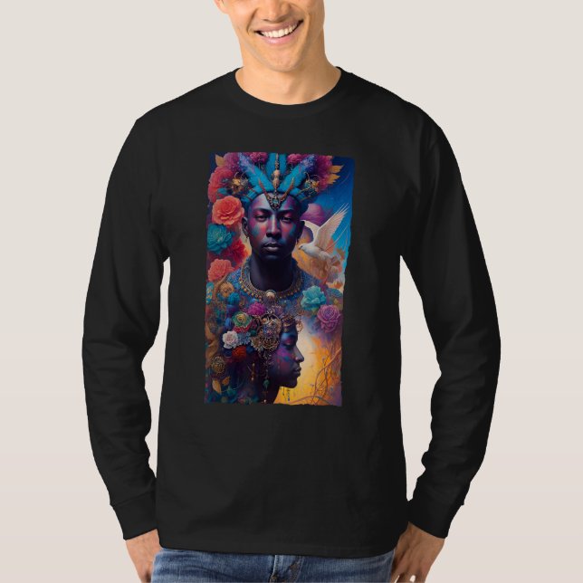 African American Man and Woman Mystical Fantasy AI T-Shirt (Front)