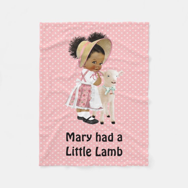 African American Mary  Had a Little Lamb Baby Blan Fleece Blanket (Front)