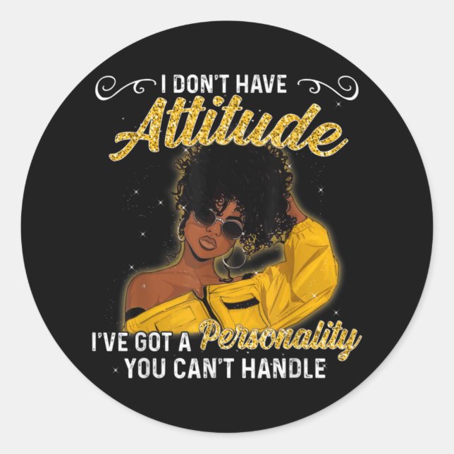 African American Melanin Queen Black Girl Magic Af Classic Round Sticker (Front)