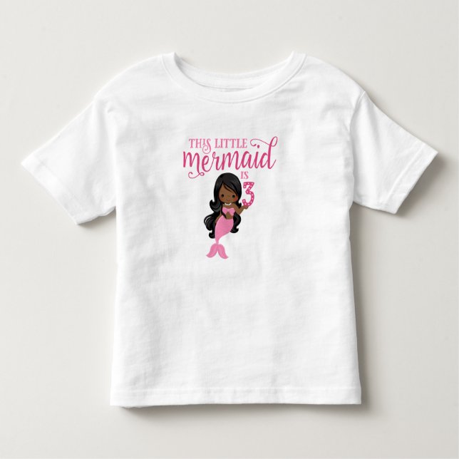 African-American Mermaid 3rd Birthday Toddler T-Shirt (Front)