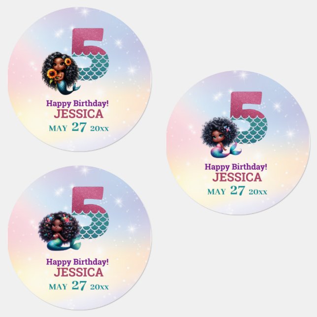 African American Mermaid 5Th Birthday  (Group)