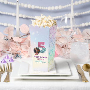 African American Mermaid 5Th Birthday Favour Box