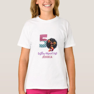 African American Mermaid 5Th Birthday T-Shirt