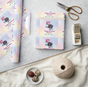 African American Mermaid 5Th Birthday  Wrapping Paper