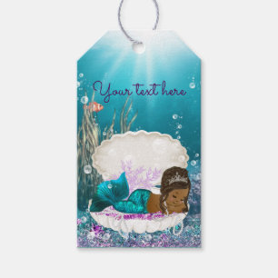 African American Mermaid Baby Shower Favour Gift Tags