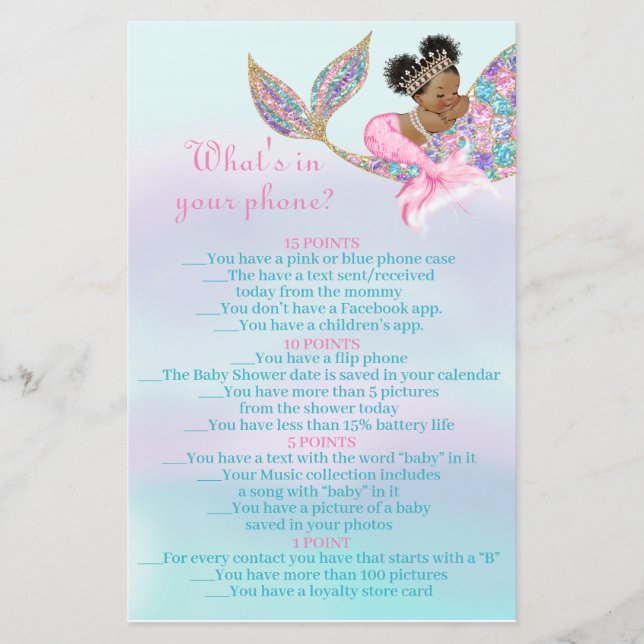 African American Mermaid baby whats in your phone (Front)