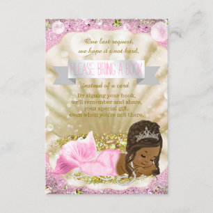 African American Mermaid Bring a Book Baby Shower Enclosure Card