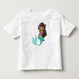 African American Mermaid, Brown Hair, Starfish Toddler T-Shirt