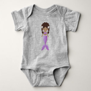 African American Mermaid, Cute Mermaid, Tail Baby Bodysuit