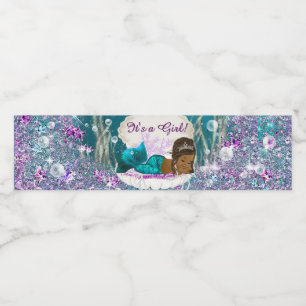 African American Mermaid Water Bottle Labels