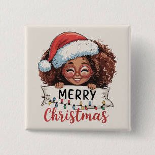 African American Merry Christmas African Black  15 Cm Square Badge