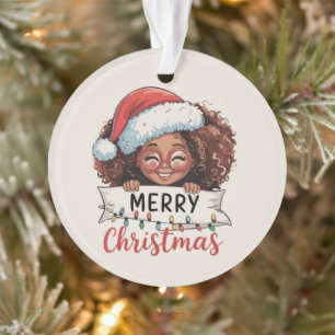 African American Merry Christmas African Black Ornament