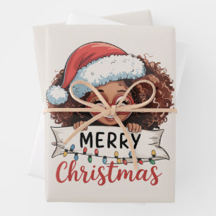 African American Merry Christmas African Black Wrapping Paper Sheet