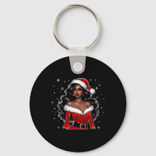 African American Merry Christmas Black Xmas Women Key Ring
