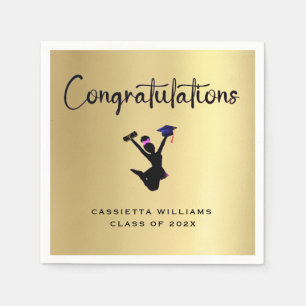 African American Modern Gold Graduation Napkin