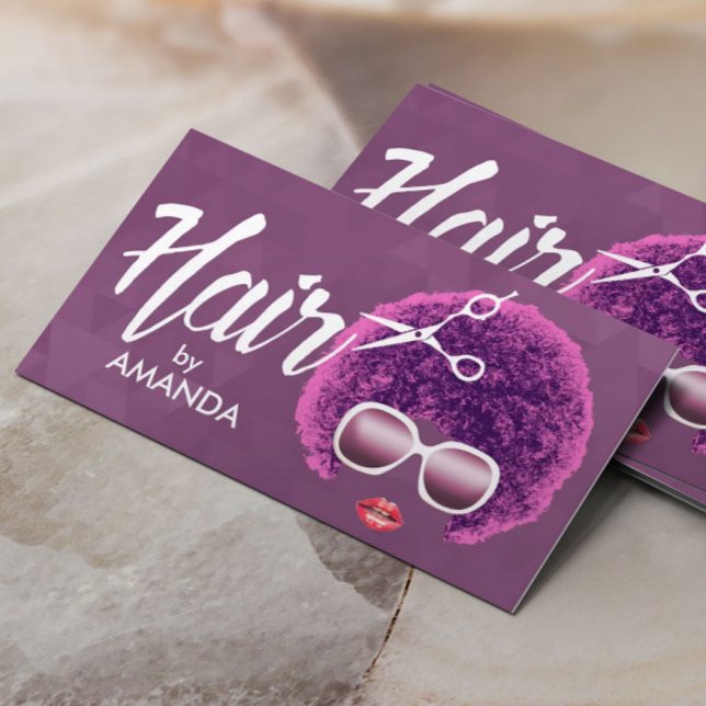 African American Modern Purple Hair Salon Business Card (Creator Uploaded)