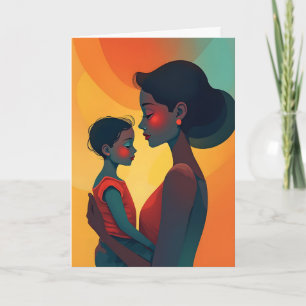 African American Mother and Son Mother's Day Holiday Card
