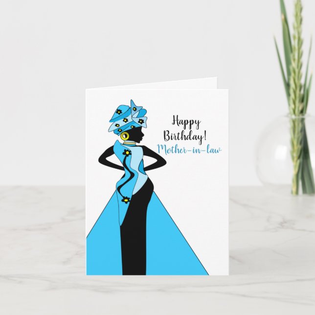African American Mother-in-law Happy Birthday  Car Card (Front)