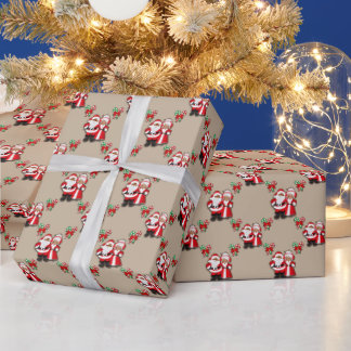 African American Mr and Mrs Clause Gift Wrap