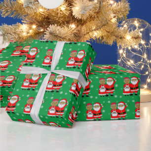 African-American Mr and Mrs Santa Claus Christmas Wrapping Paper