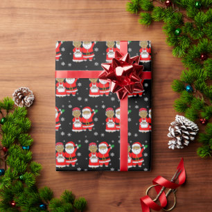 African-American Mr and Mrs Santa Claus Christmas Wrapping Paper