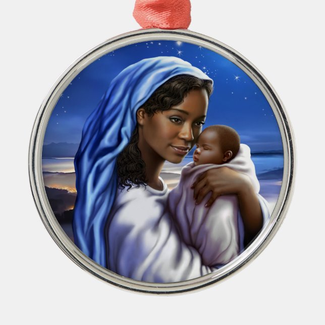 African American Nativity Art Christmas Ornaments (Front)