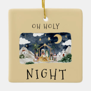 African American Nativity Christmas Card Ceramic Ornament