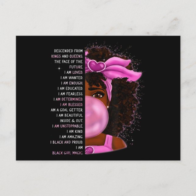 African American Nubian Queen Black Girl Magic Pri Postcard (Front)